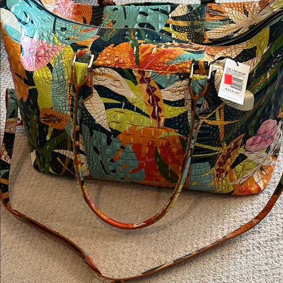 NWT! Brahmin Duxbury Weekender Retro Jungle Melbourne Genuine Leather Travel Bag - Picture 4 of 11